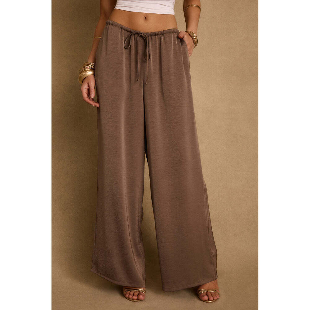 12th Tribe Clear Breeze Taupe Satin Pants Size MM